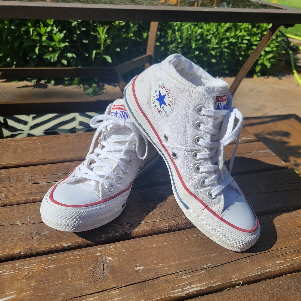 White Converse high tops